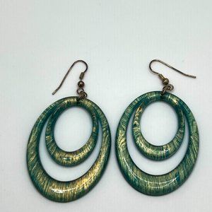 Teal and Gold Earrings